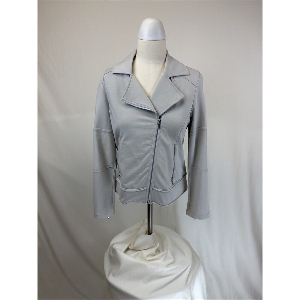 NWT Liv by Habitat Light Grey Asymmetrical Zip Front Moto Jacket SMALL #0680